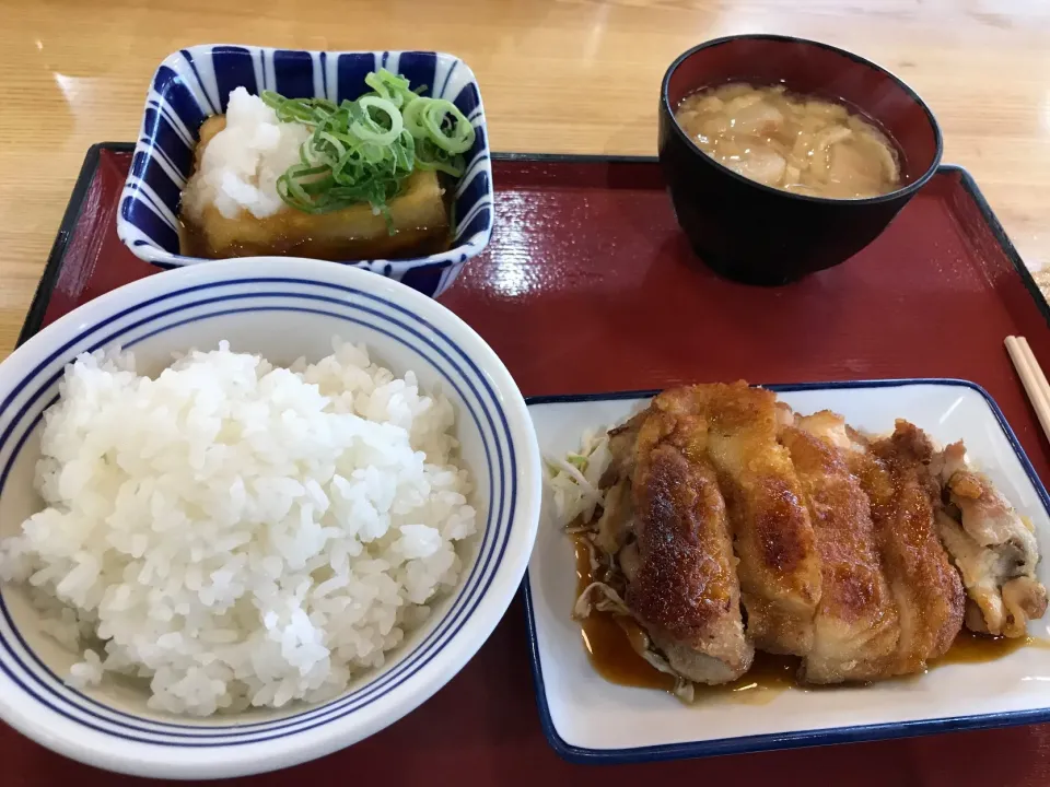 Snapdishの料理写真:揚げ出し豆腐とチキンステーキ|手品先輩さん