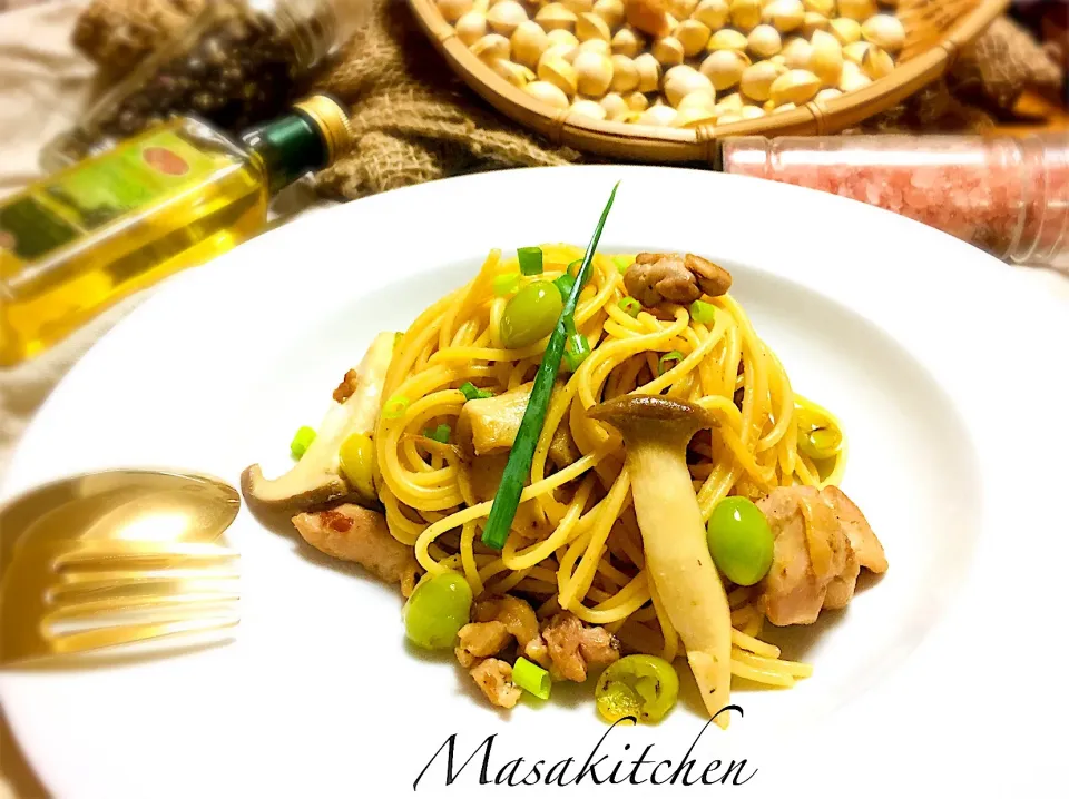 Mushrooms&ginkgo pasta miso flavour|Masakiさん