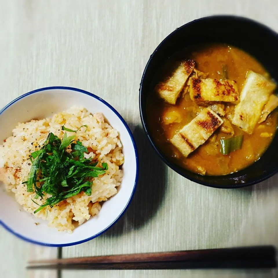 明太子炊き込みご飯と豚汁|cookingパパ五郎さん