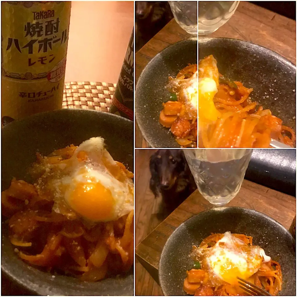 Neapolitan w/Fried egg🍝ﾅﾎﾟﾘﾀﾝ うずらの目玉焼き添え|🌈Ami🍻さん