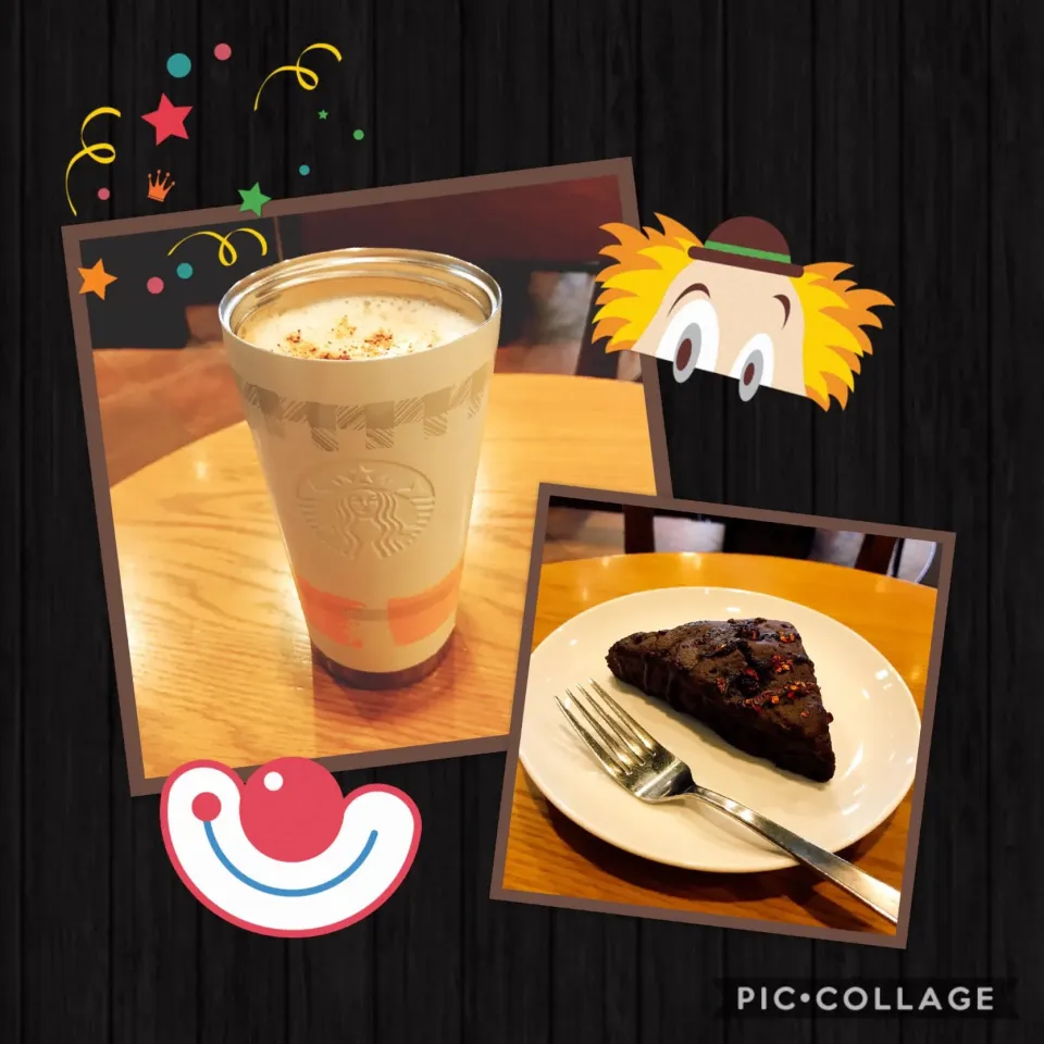 Nutty Almond Milk Latte // American Scone Mixed Berry & Chocolate #starbucks  #starbuckscoffee  #foodie  #piccollage|ModischStudioさん