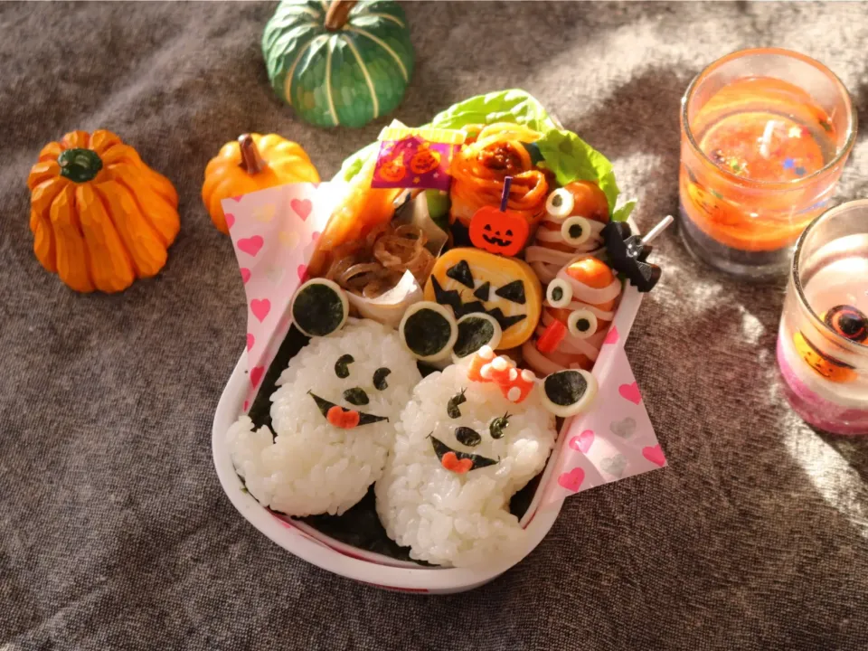 Snapdishの料理写真:おばけミッキーミニー弁当 #ハロウィン弁当|ertmkさん