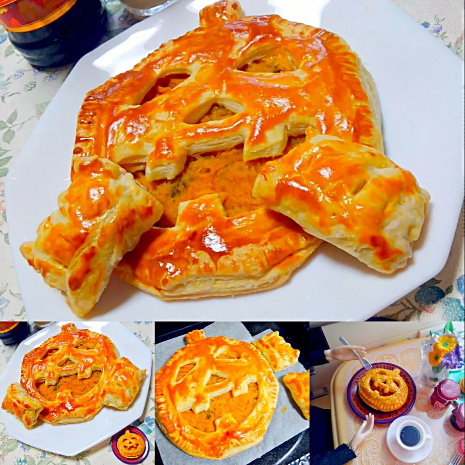 Snapdishの料理写真:ハロウィンのパンプキンパイ🎃halloween pumpkin pie|うたかた。さん