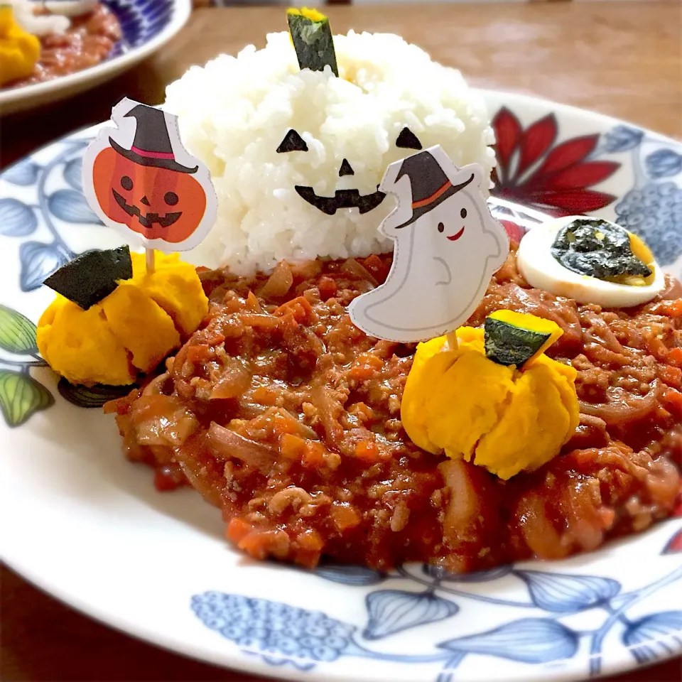 パパのはお化けカボチャ🎃カレー🍛 #ハロウィン🎃料理|ゆかりさん