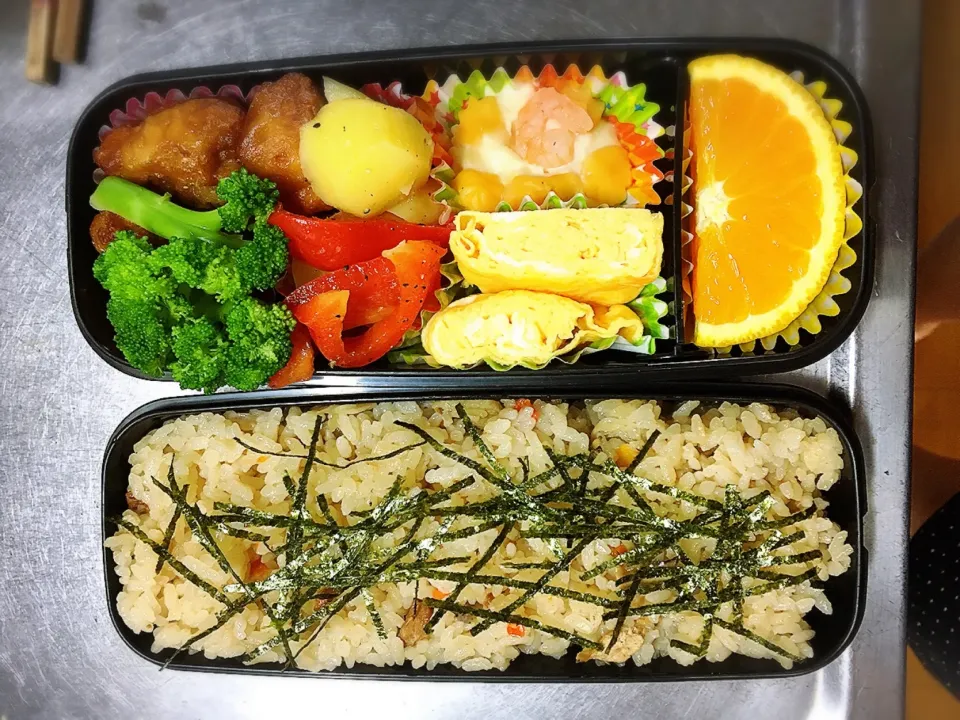 炊き込みご飯弁当 #息子弁当  #高校生男子弁当|友美さん