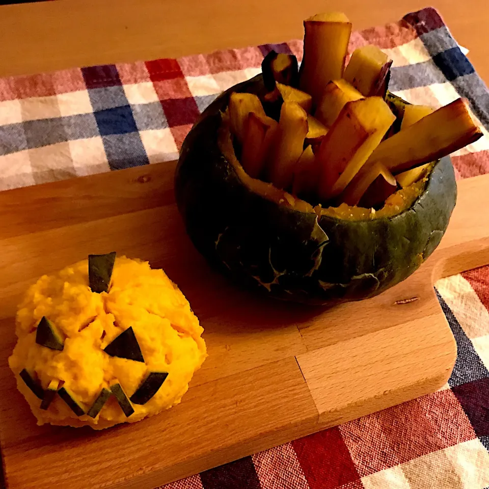 マッシュドパンプキン🎃さつまいもスティック🍠ハニーマスタードディップ🐝|なちゃんさん