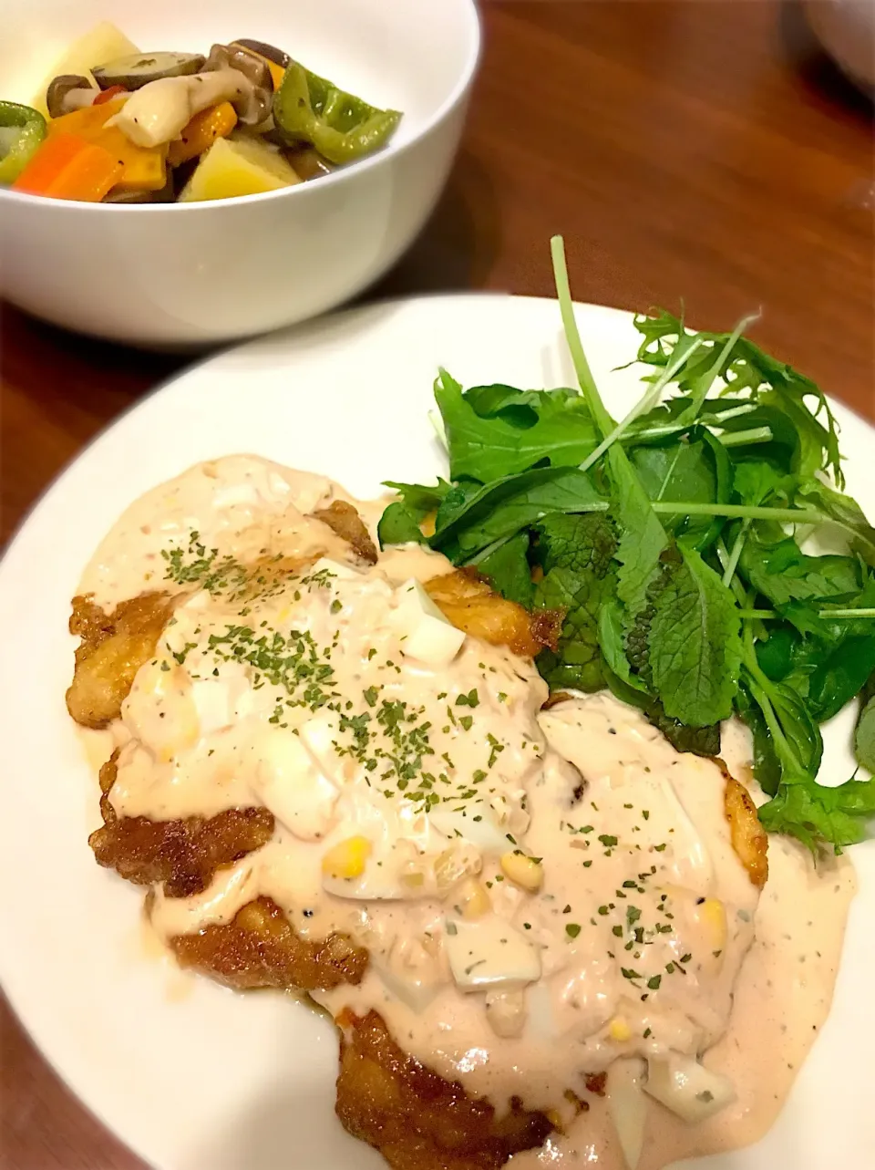 チキン南蛮と焼き野菜ときのこのマリネ|yuuuukaさん