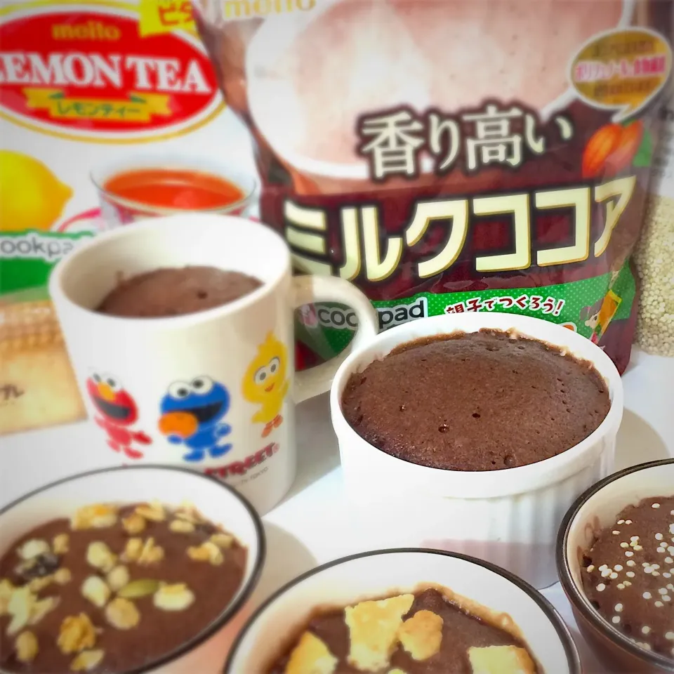 Snapdishの料理写真:ミルクココアを使ってカップケーキを作りました。
甘さ控えめで、ホイップクリームを乗せて食べればさらに美味しかったかなと思います(^^)
レモンティを使った方は、爽やかな甘さで良かったのですが、カップに沢山入れすぎて溢れてしまったので写真は❌です😂|pinohinaさん