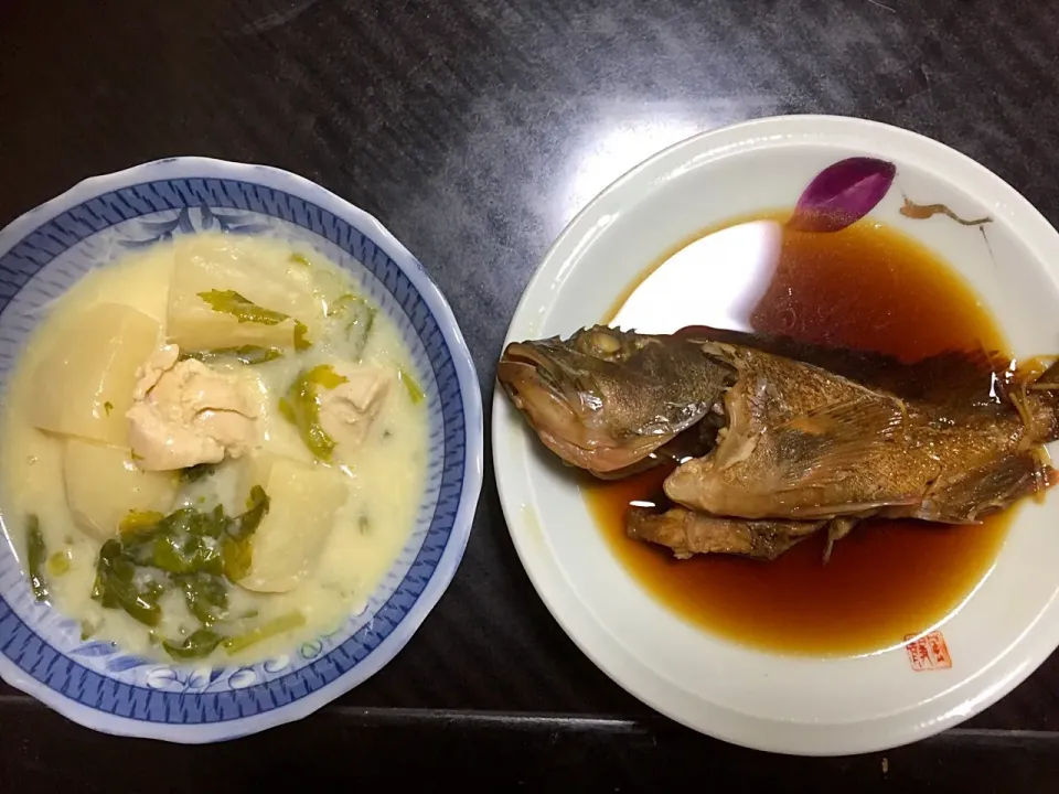 晩ごはん
ガシラの煮付け
カブと鳥のクリーム煮|さちっこさん