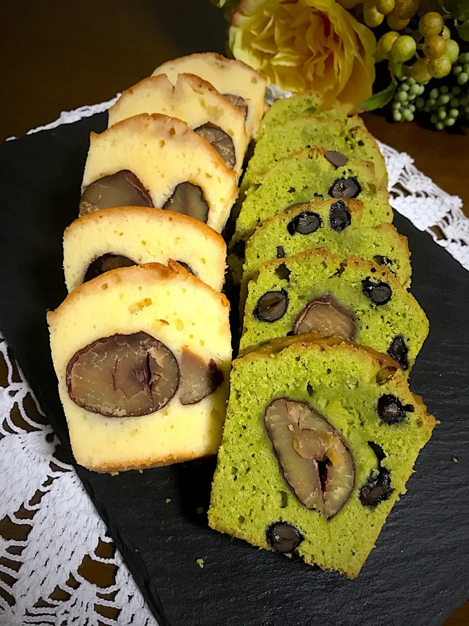 マダム とんちんさんの料理 🌰しっとりふわっと栗のケーキ🍰プレーンと抹茶黒豆入り|とんちんさん