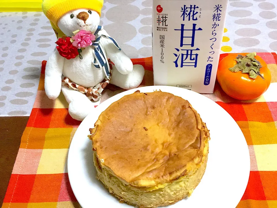 甘酒いり〜のさつまいもチーズケーキなんです😊|るるうささん