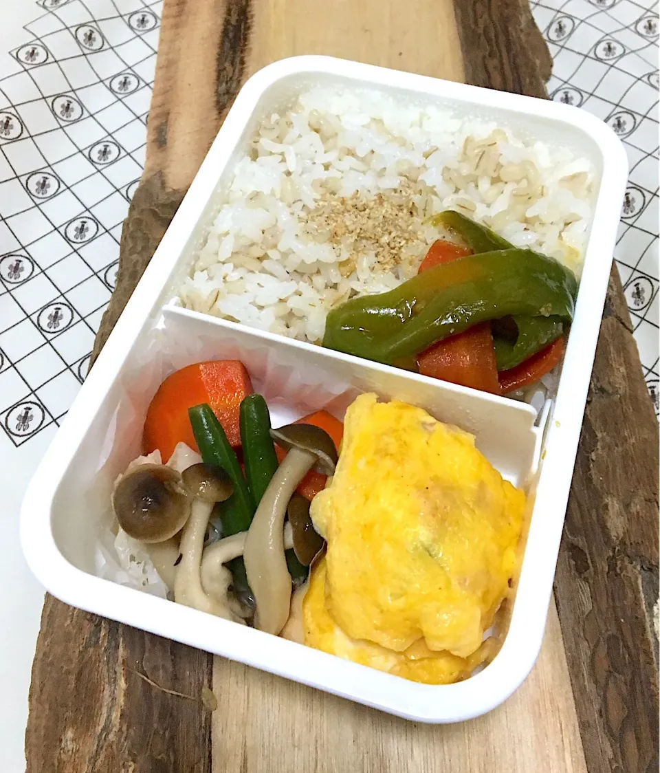 単身赴任の昼ごはん☀️
お弁当🍱
ベーコンチーズオムレツ🥓🧀
シュウマイ
にんじん しめじ インゲン
ピーマンと人参🥕のきんぴら
もち麦ごはん|ぽんたさん