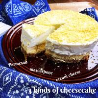 #3種類 の #チーズ で！
 #とろける  #贅沢  #チーズケーキ

 #クリームチーズ  #マスカルポーネ   #パルメザンチーズ #簡単レシピ  #簡単料理 
 #cheese  #cheesecake  #creamcheese  #mascarpone  #parmesan  #3kindsofcheese