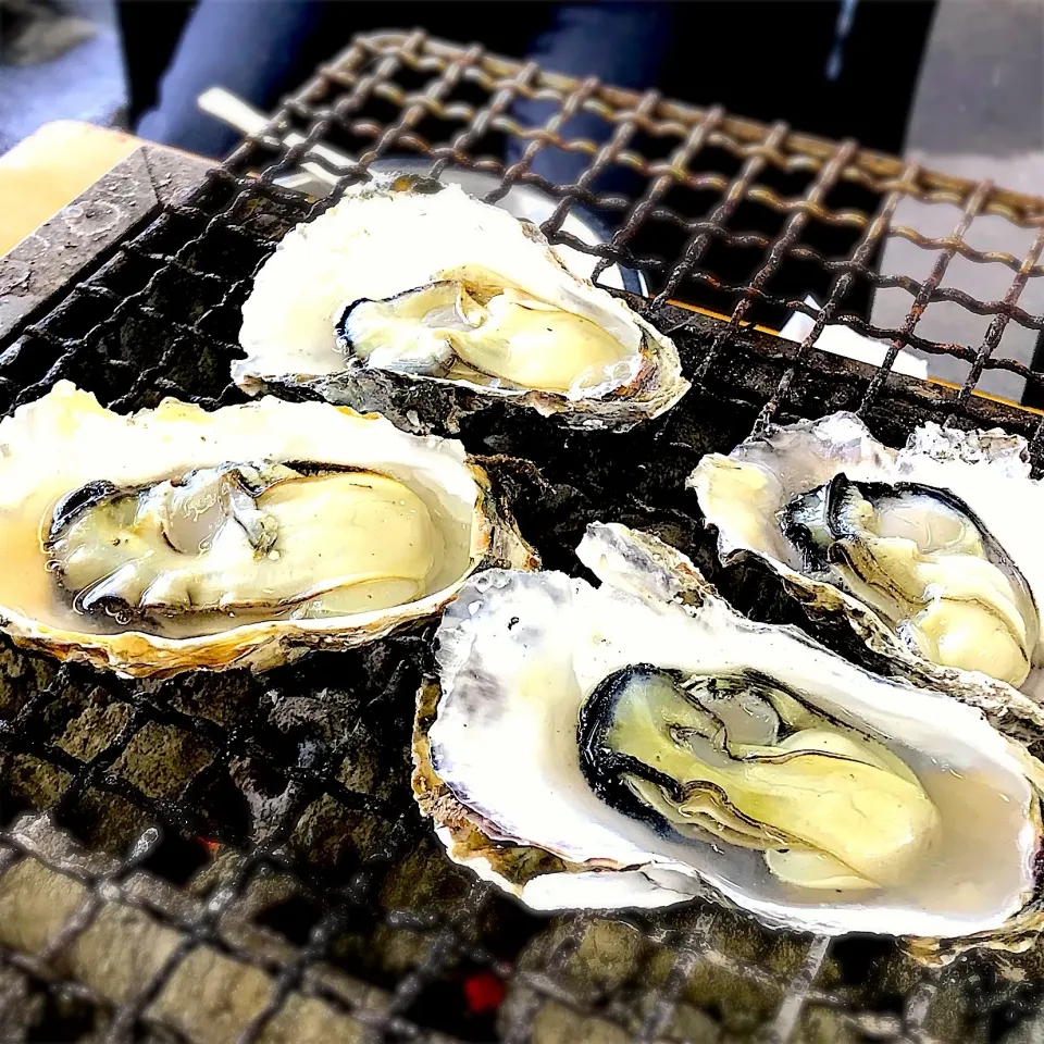 松島で炭火焼き牡蠣②|ちはるさん