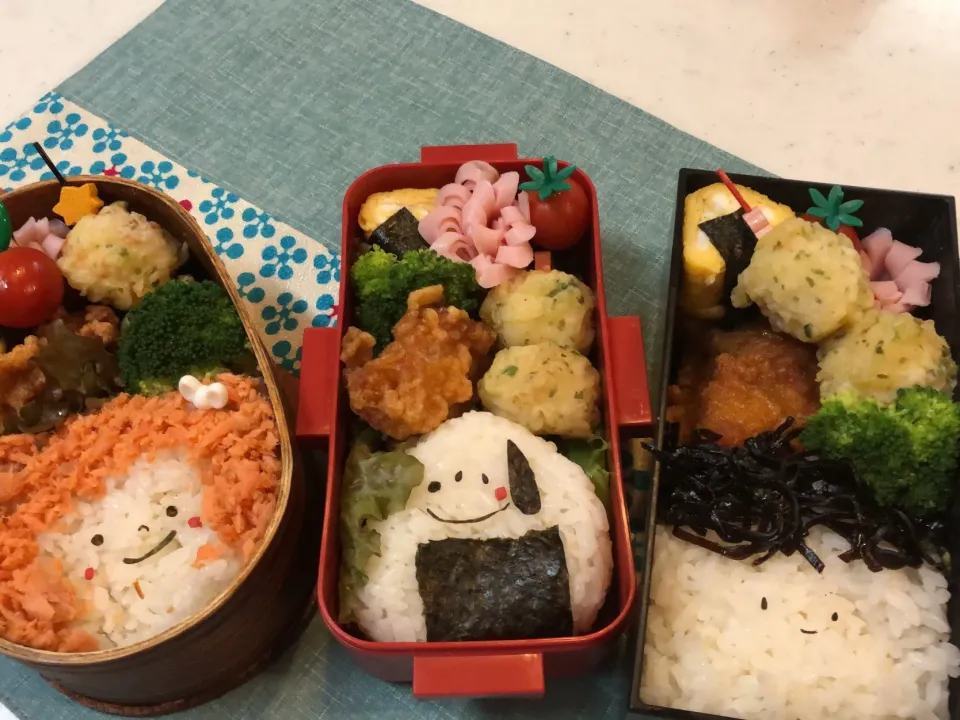 Snapdishの料理写真:#スヌーピーおにぎり #顔弁|Yuki Kawasumiさん