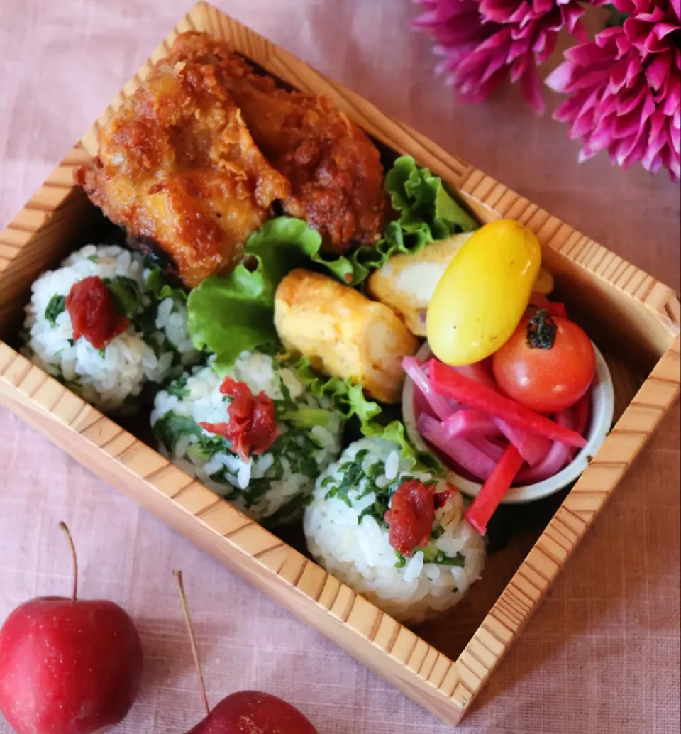 もち麦入りおにぎりのお弁当。|chanmaiさん