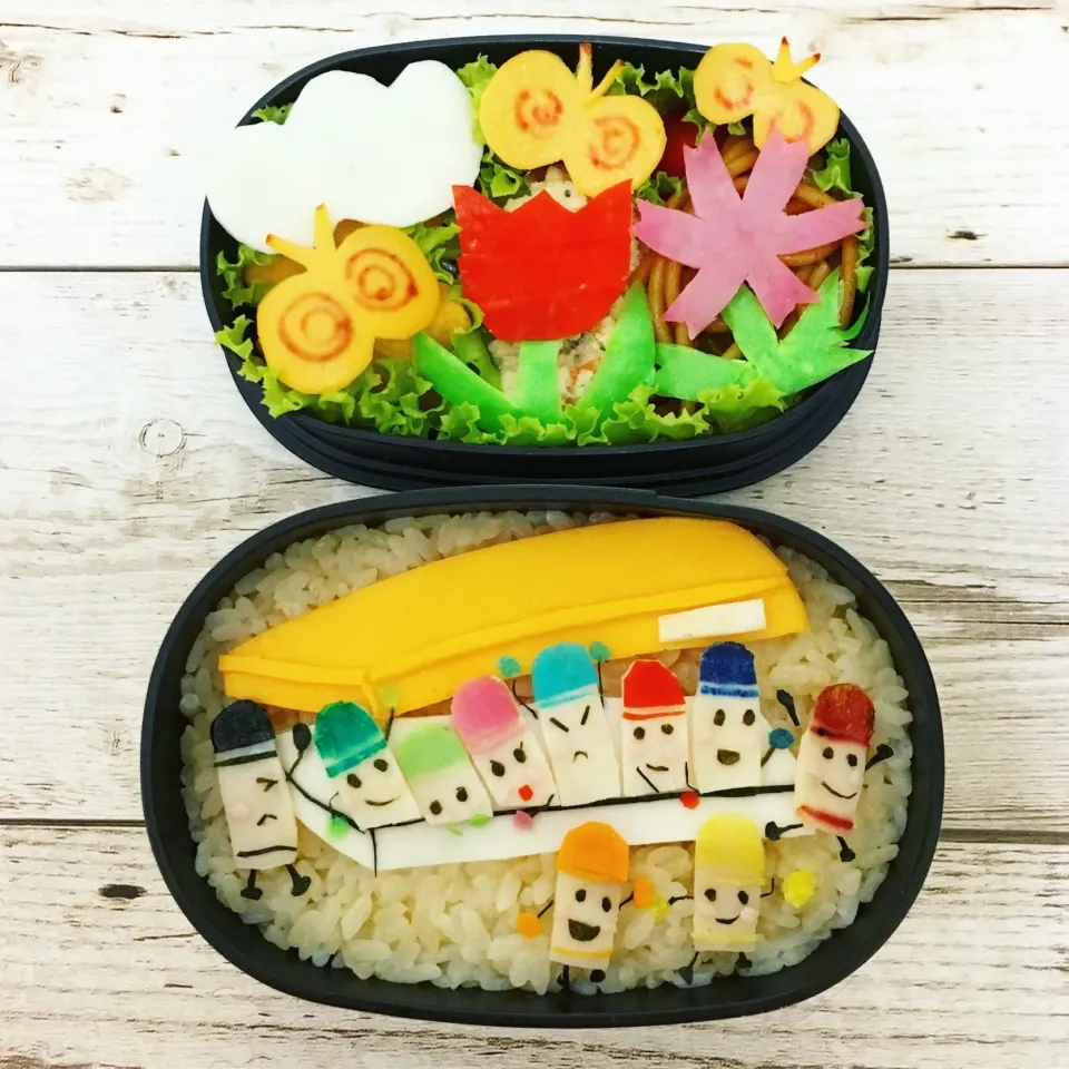 Snapdishの料理写真:くれよんのくろくん弁当|ちえさん