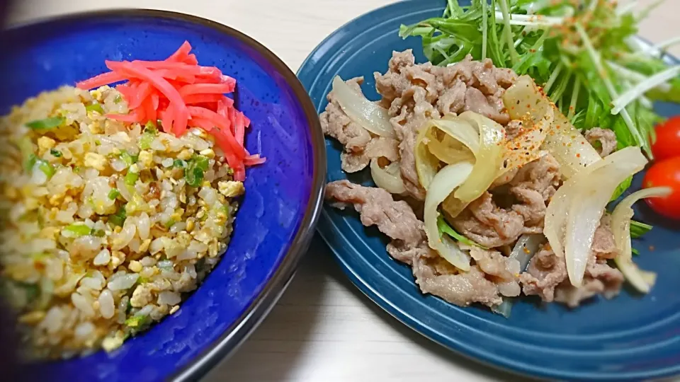 チャーハン・生姜焼き 定食♡|えびぱんさん