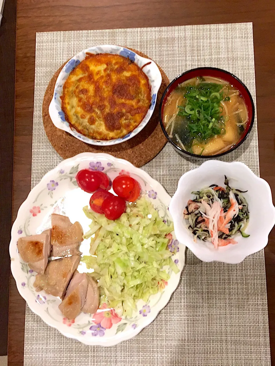 鶏モモ肉のオリーブオイル蒸し なすの豆腐サバドライカレーグラタン|浜@ちゃんさん