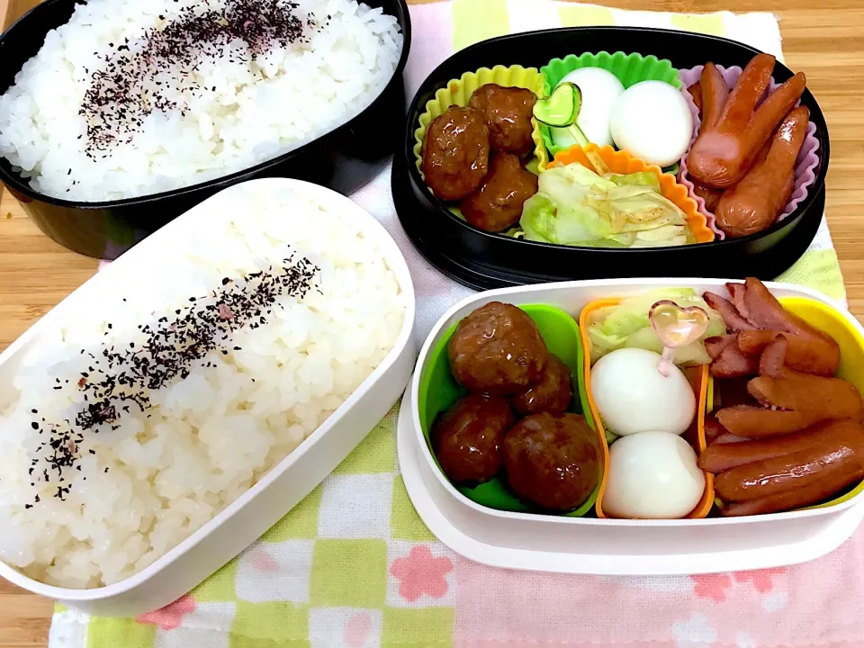 Snapdishの料理写真:中3娘とお父さんお弁当♡
 #牛乳アレルギー 
 #ナッツアレルギー 
 #お弁当|とんちゃさん