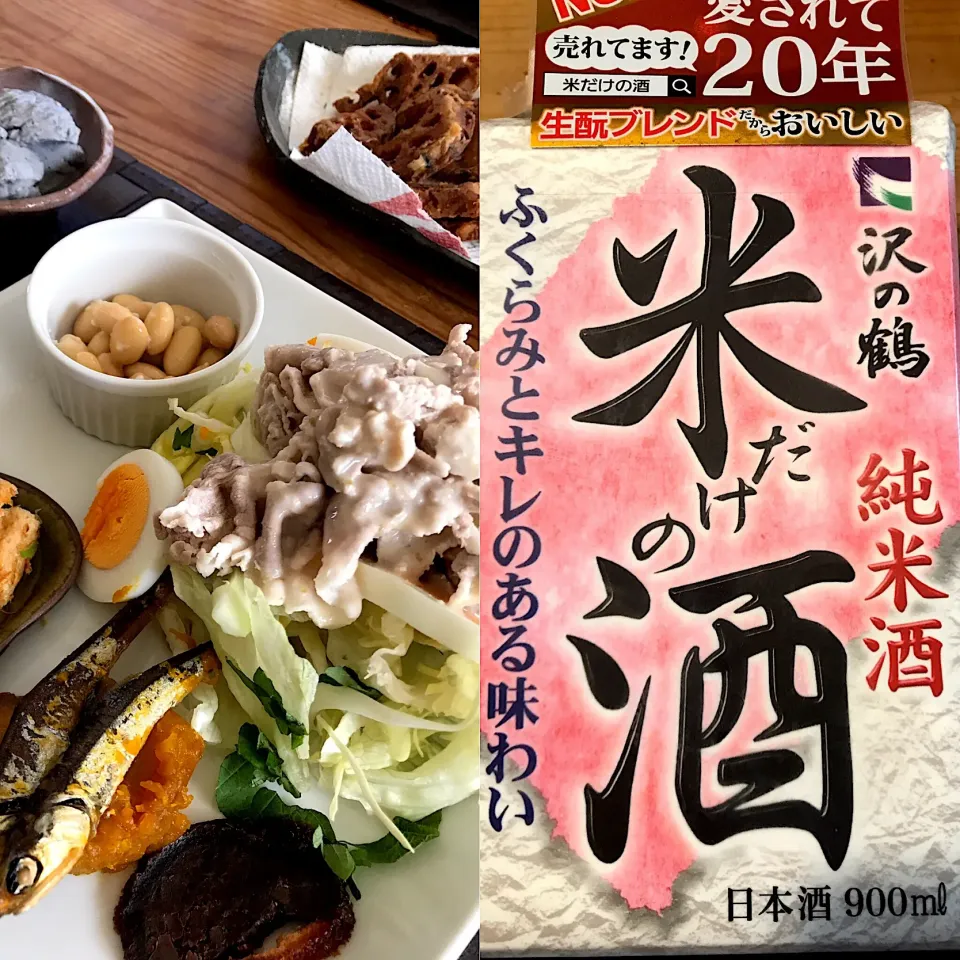 米酒で豚しゃぶサラダとワンプレートランチ|Asako Kunoさん