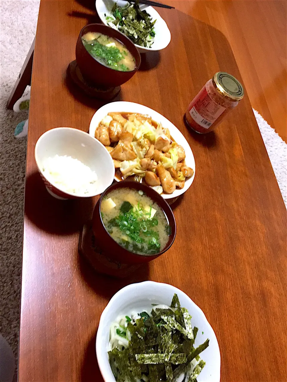 鶏肉キャベツ中華炒め ほうれん草大根サラダ 豆腐わかめ味噌汁|pppよぴさん