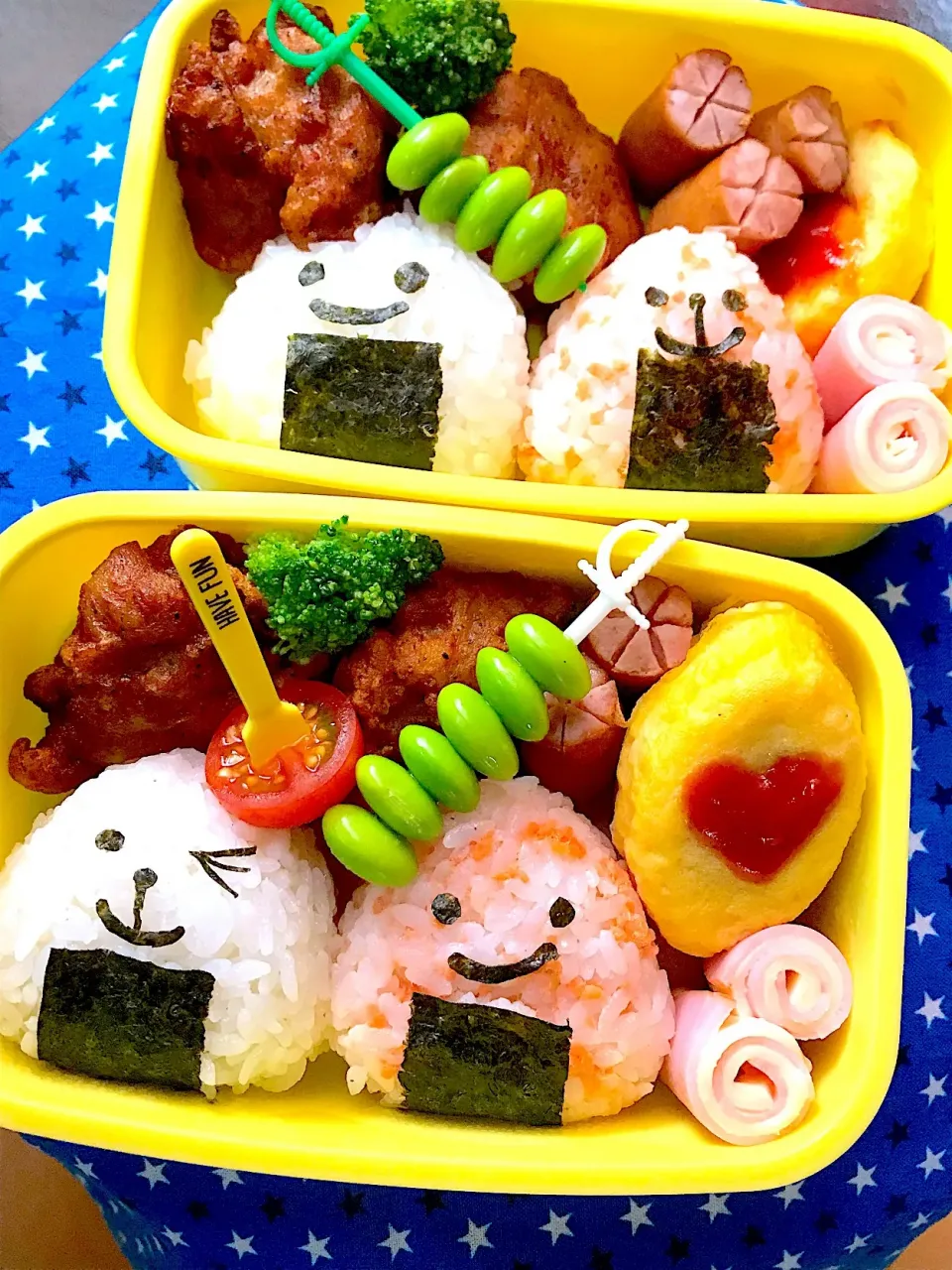 Snapdishの料理写真:長男 次男 遠足お弁当🍙
 #年長 
 #年少|ひかりさん