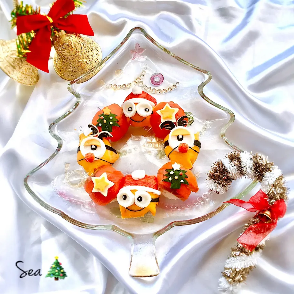 ミニオン手まり寿司でクリスマスリース🎄|seaさん