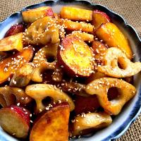 ともさんの料理 薩摩芋と蓮根のデパ地下風
根菜の美味しい季節に🍠リピリピ〜😊