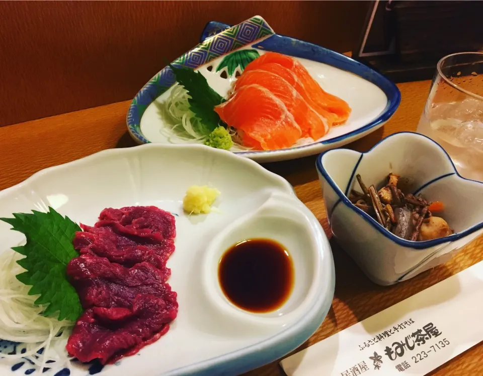 長野で山の幸😆 信州サーモンと馬刺し|suneさん