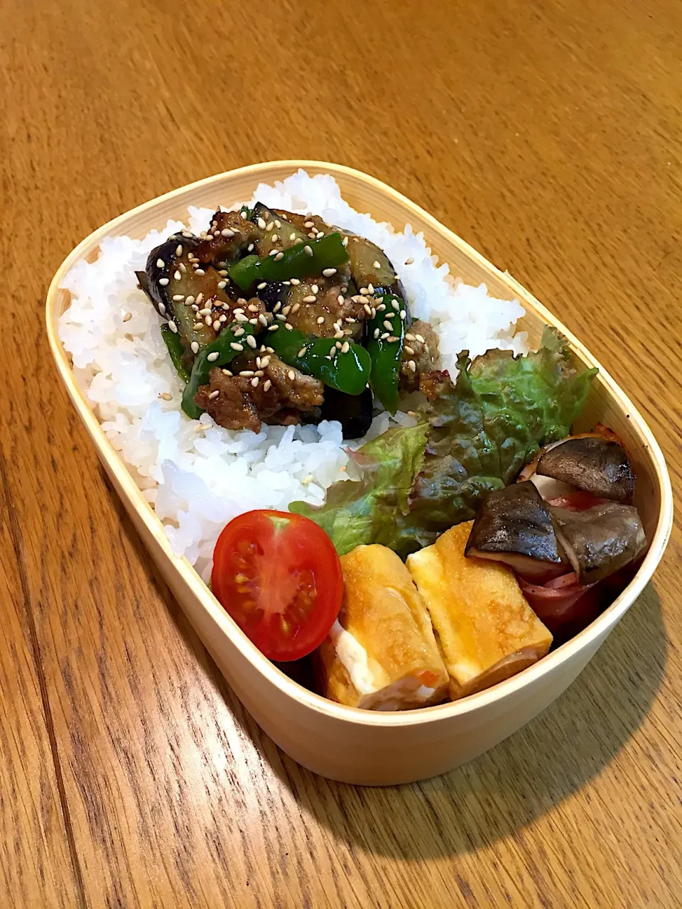 高校生息子のお弁当   茄子とピーマンの肉味噌炒め|まつださんさん