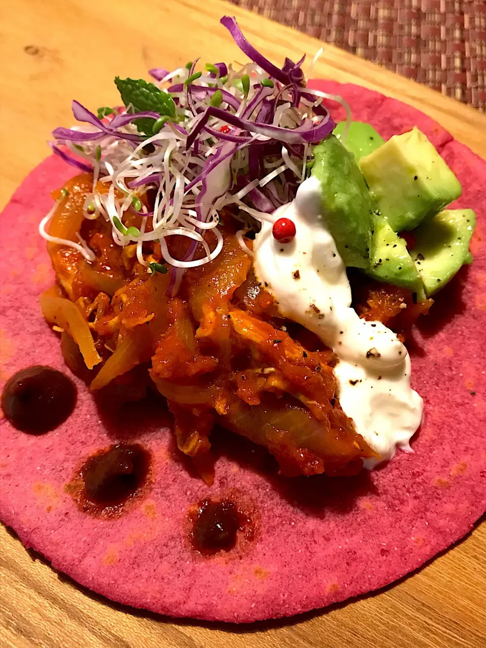 Snapdishの料理写真:Tacos de tinga de pollo チキンのタコス|青い鹿さん