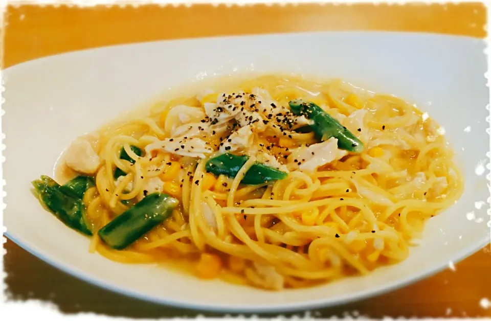 ほんじつのまかない・鶏とアスパラのクリームパスタ|のも💛さん