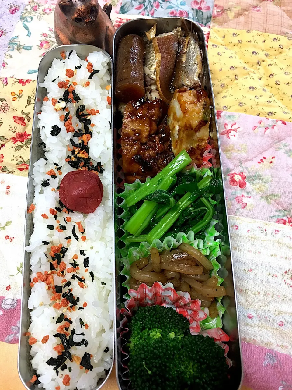 イワシとごぼう煮 さつま揚げ こんにゃくきんぴら なばなの辛子和え ブロッコリー弁当。|Kumiko Kimuraさん