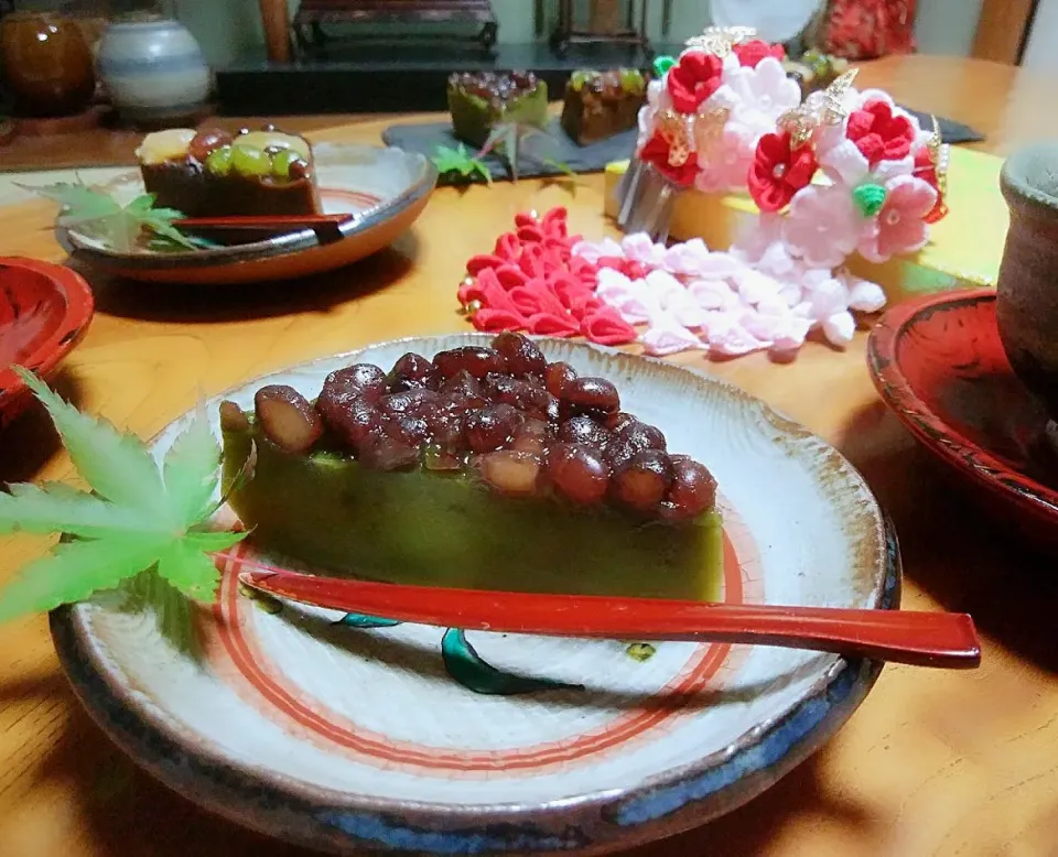 レンジで簡単、水無月(*^^*)甘酒入り💓抹茶と黒糖で。|sakurakoさん