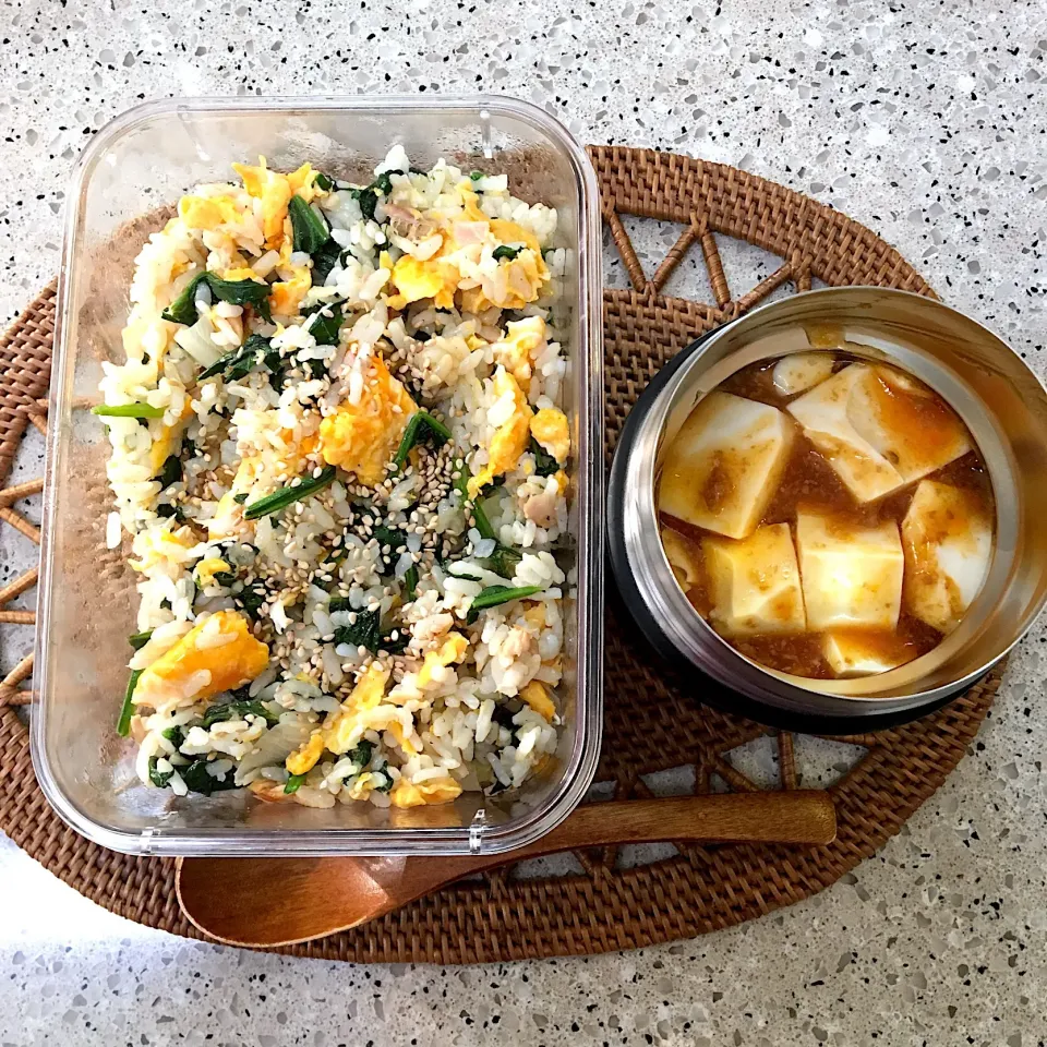 Snapdishの料理写真:ツナ卵ほうれん草炒飯、麻婆豆腐|しーさん