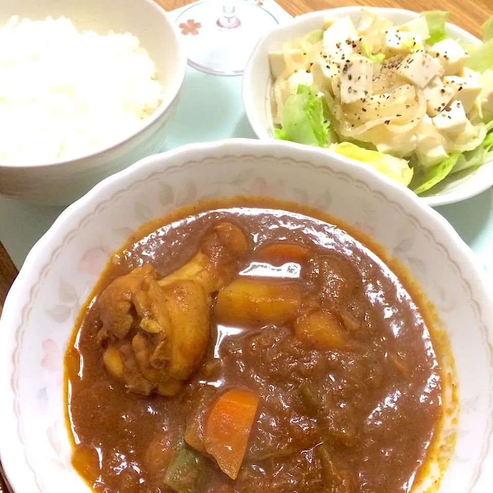 2017/11/15 Ｋスペシャル 骨付きチキンで印度のカレー、春雨と豆腐のゴママヨサラダ|kykyさん