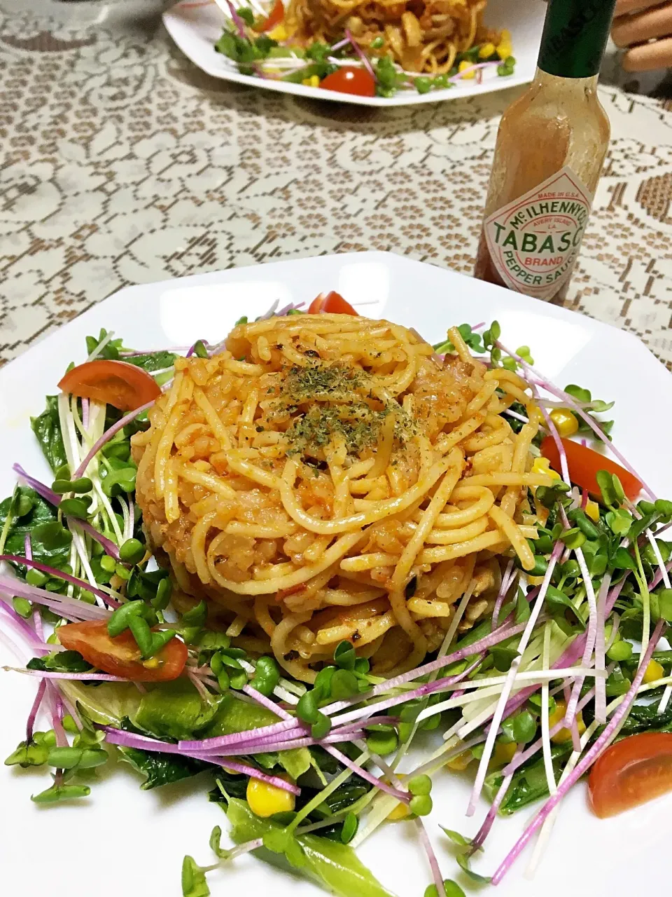 Snapdishの料理写真:そば飯ならぬ・・・スパ飯
      チキンライスとナポリタンが合体した餌メシです|ヨシヨシさん