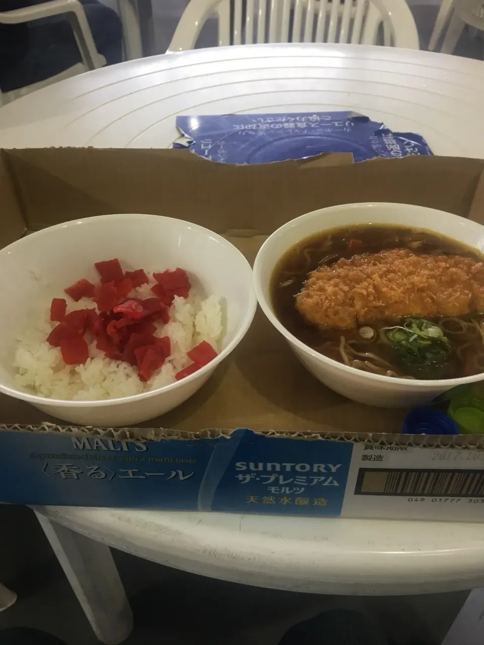 Snapdishの料理写真:カレーラーメン カツ トッピング ライス並盛り|Hajime Sakaiさん