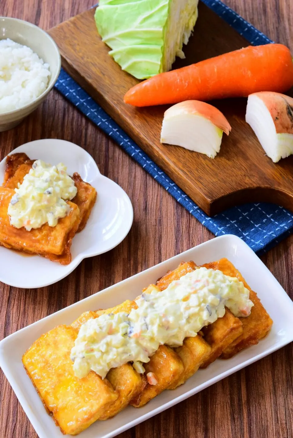 野菜たっぷりタルタルソースがけ豆腐のチキン南蛮風のレシピ|アマイモノ・クウ蔵さん