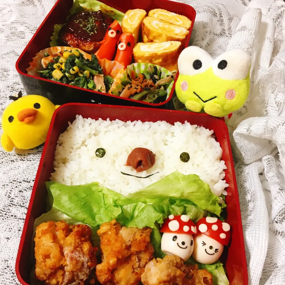 プチトマトとうずらの卵のきのこちゃんお弁当|かんきちさん