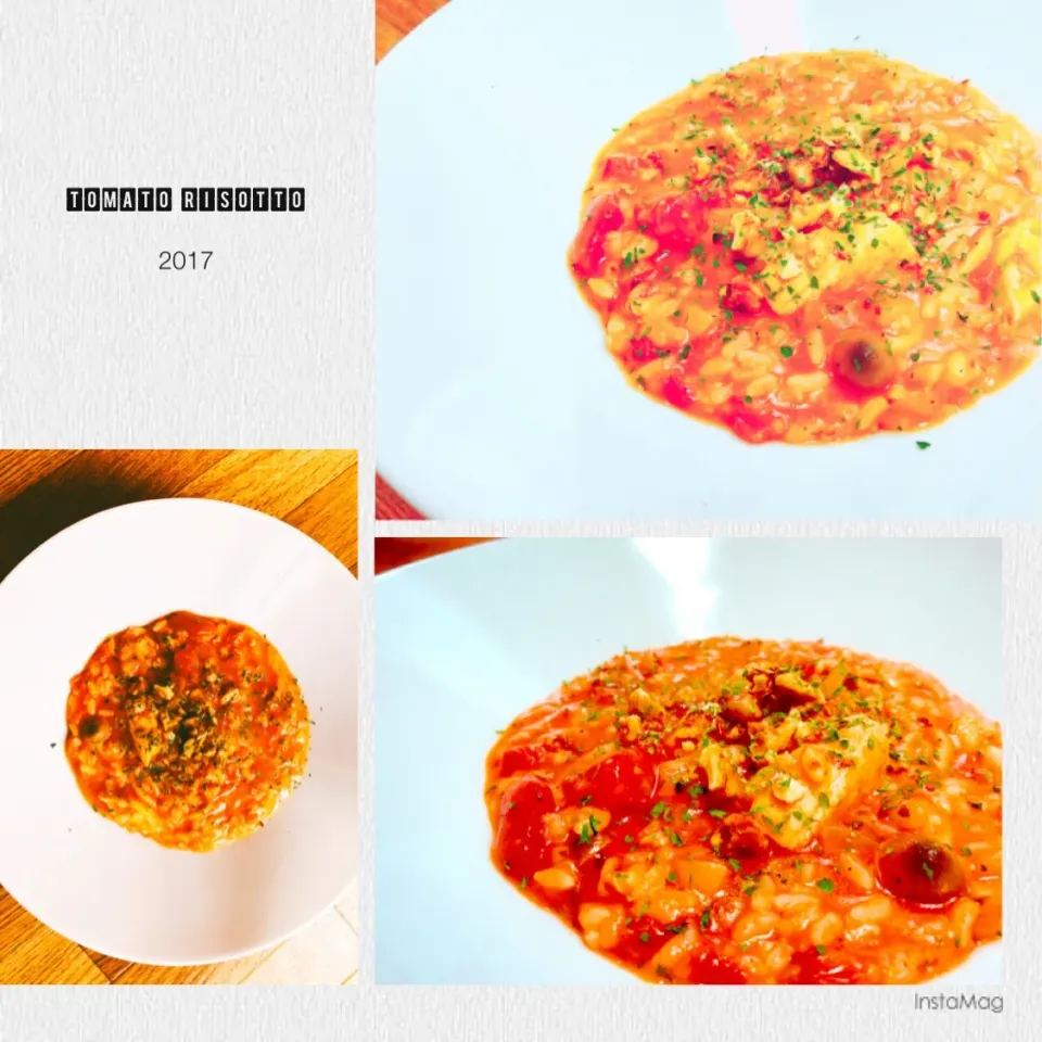 ハラスとシメジとゴルゴンゾーラの トマトリゾット                                                                    #リゾット #トマト #ハラス #桜島どり #シメジ #tomato #risotto|ta2ya_ta2yaさん