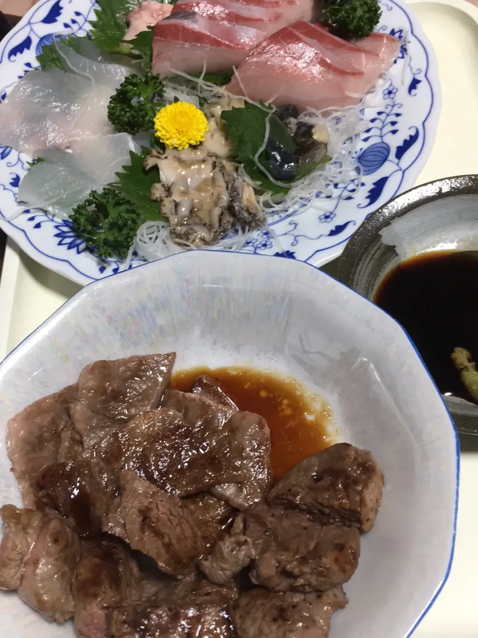 魚と肉の夕食|詳智　片山さん