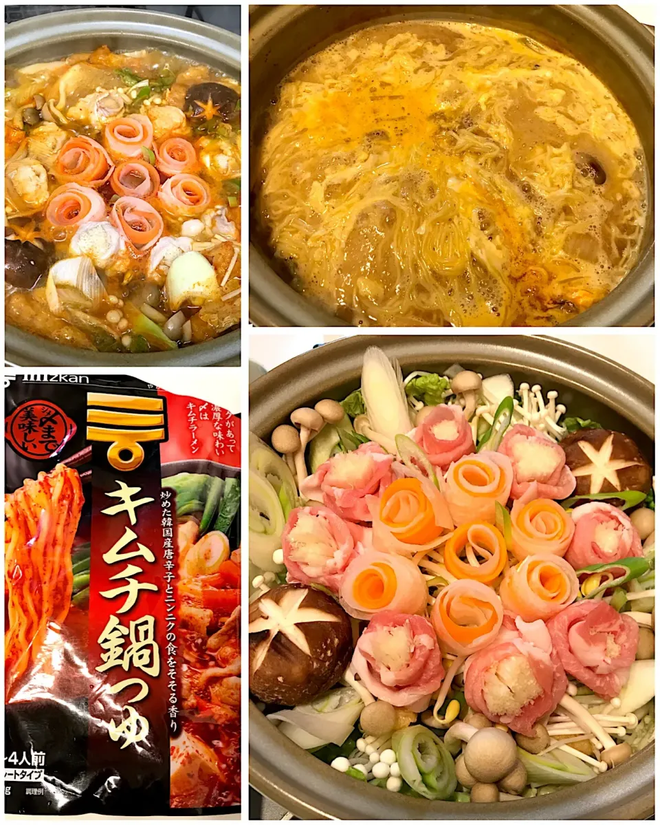 Snapdishの料理写真:お花畑💐キムチ鍋→→→〆はやっぱりド定番のラーメン🍜間違いなし❗️|mikaさん