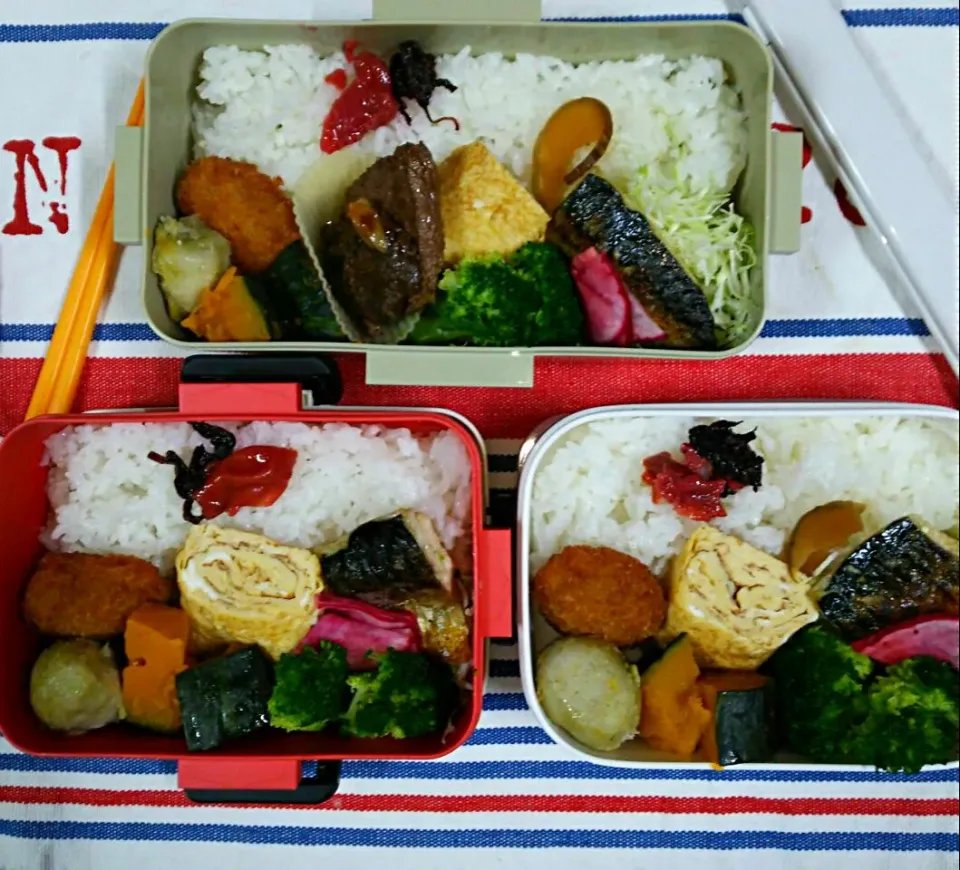 ３人弁当🍱
 骨とり塩さば～😃|miimiさん