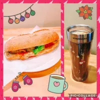 Snapdishの料理写真:Filone Holiday Chicken // Soy Gingerbread Latte #starbucks  #starbuckscoffee  #piccollage|ModischStudioさん