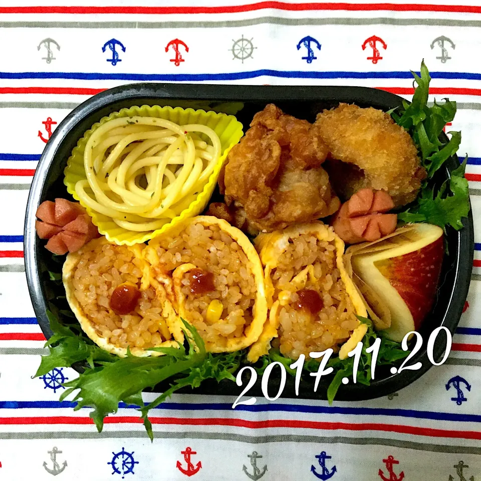 くるくるオムライス弁当♡
 #幼稚園  #年中  #お弁当  #オムライス|カイサナママさん