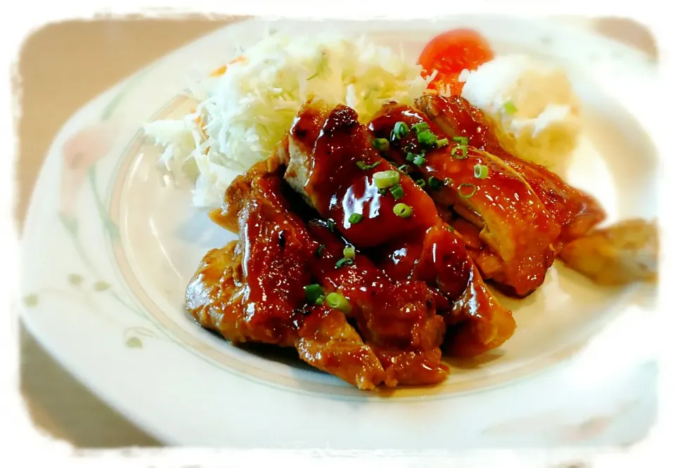 ほんじつのまかない・日替りA定食の鶏の照り焼き|のも💛さん