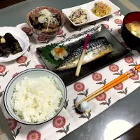 Snapdishの料理写真:サバ
ナスの煮浸し
ラディッシュのツナマヨ和え
白菜の胡麻ダレ和え
筑前煮|はちさん