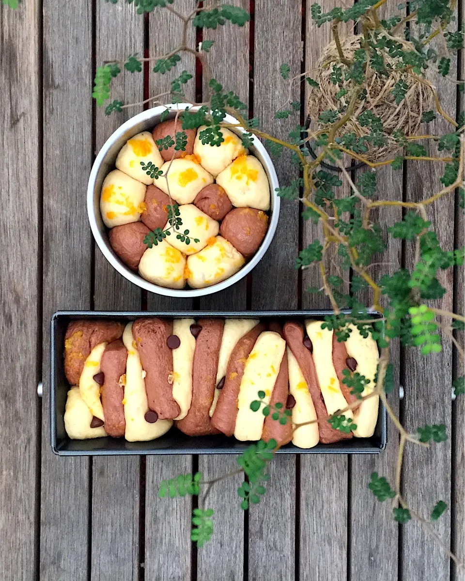 Chocolate and orange pull apart bread with chocolate chips and almonds|12Dragonさん